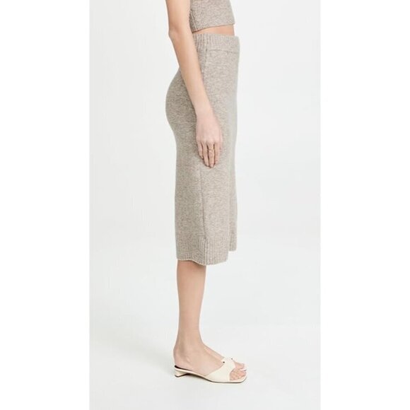 ASTR the Label Terry Knit Belmont Midi Skirt in Taupe Gray Marled Small New - Picture 2 of 16